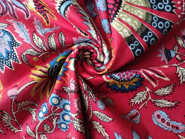 Lotto Di Multicolore Handmade Cotone Rosso Indiano Frida Kahlo Stampato Tessuto
