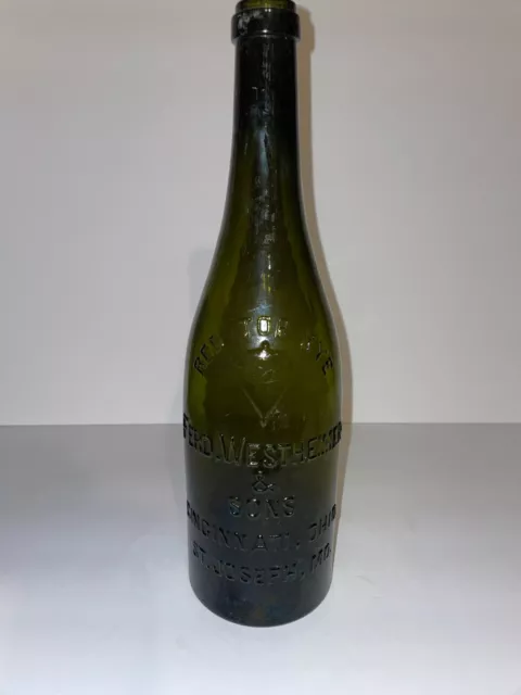 Red Top Rye Ferd Westheimer & Sons,Rare Green Glass Bottle!