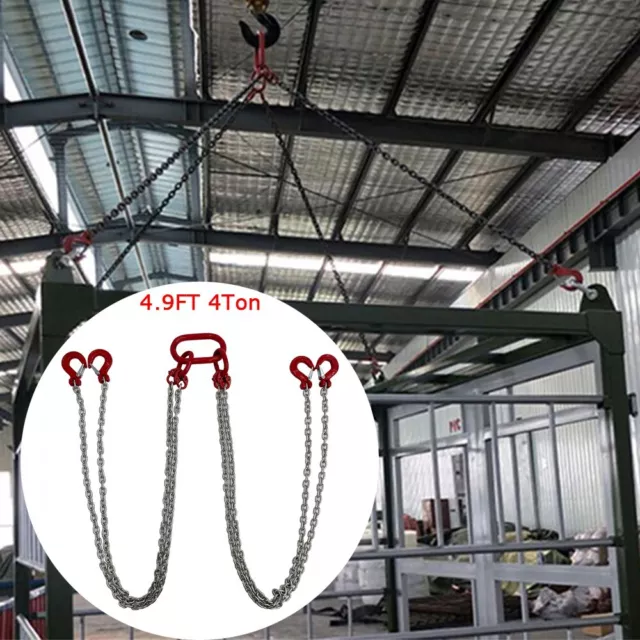 4 Leg Chain Slings 4.9FT 8800LB / 4T Load Lifting Chain Spreader with Grab Hooks 4 Leg Chain Slings 4.9FT 8800LB / 4T Load Lifting Chain Spreader with Grab Hooks