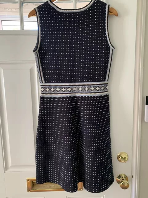 tory burch sheath fit and flare dress navy blue thick knit sweater size s