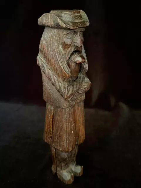 J. MARTIN NUTCRACKER #4 Breton Serious Man French Wooden Carved Antique, c. 1910