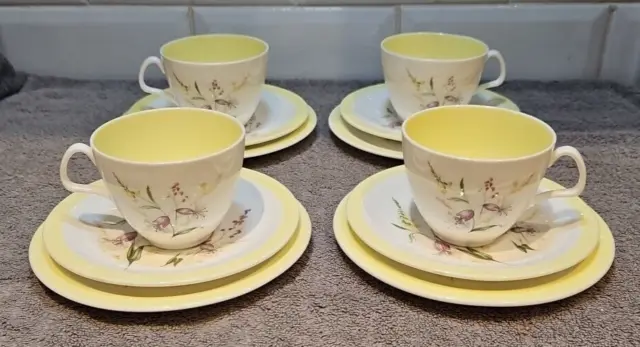 4 x Vintage Foley Bone China Trio Tea Cup saucer & Side Plate EB Elijah Brain