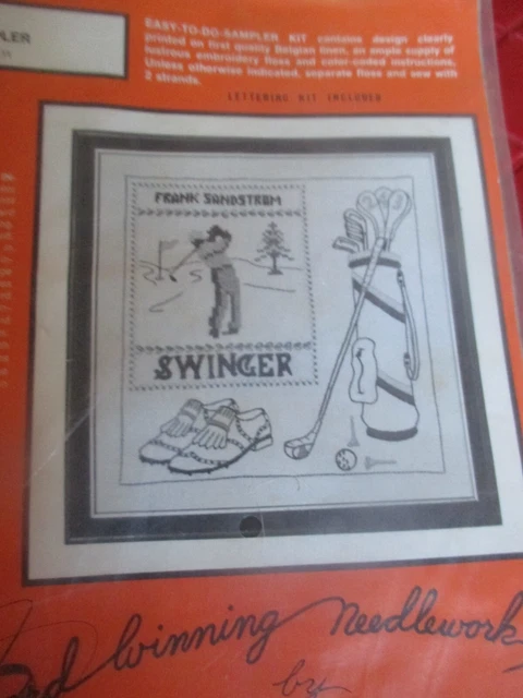 Kit De Punto De Cruz De Golf De Colección Sampler De Agujas Y Aros - 1960