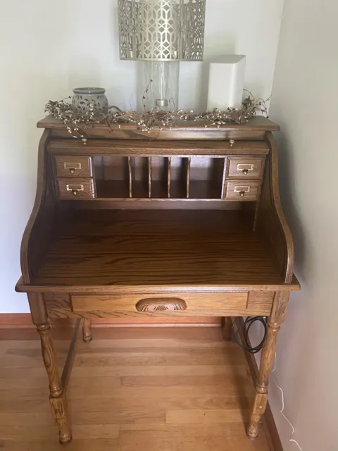 Solid Oak Made Desk. Great Condition And A Unique Piece/design.