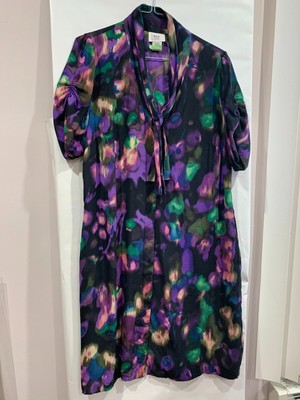 Vintage Eci Woman New York Silk Dress Geometric Multi-Colored 16W 