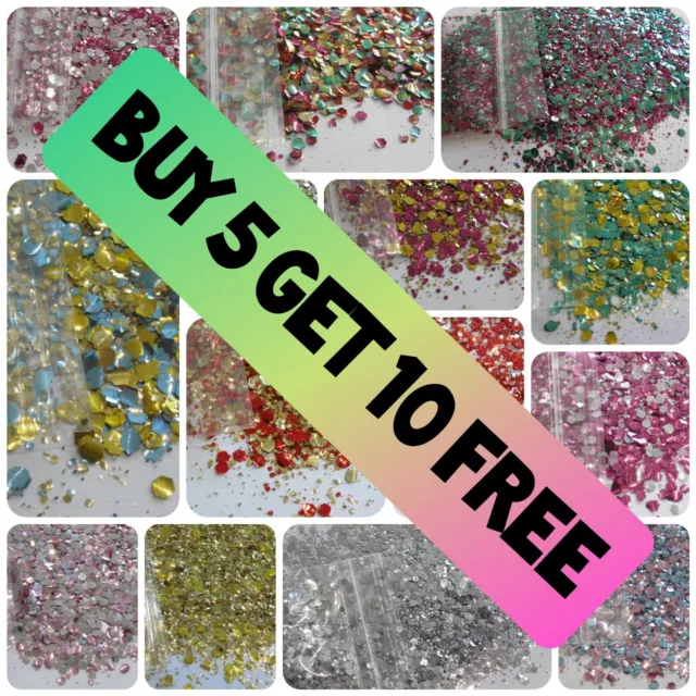 Biodegradable Glitter BUY 5 GET 10 FREE Festival Cosmetic Chunky Wax Melt Craft