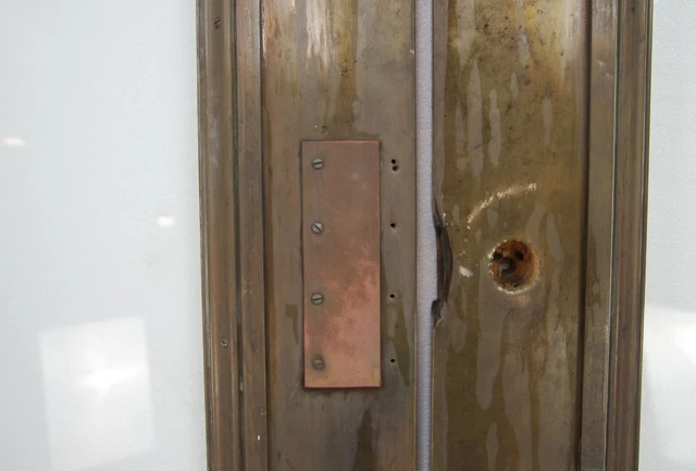 Antique 1 Lite Brass Commercial Double Doors 83 x 62.5 3