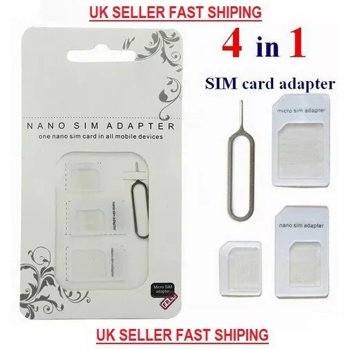 WOW  4 IN 1 PACK Nano TO MICRO & STANDARD SIM CARD ADAPT  4 all MOBILE