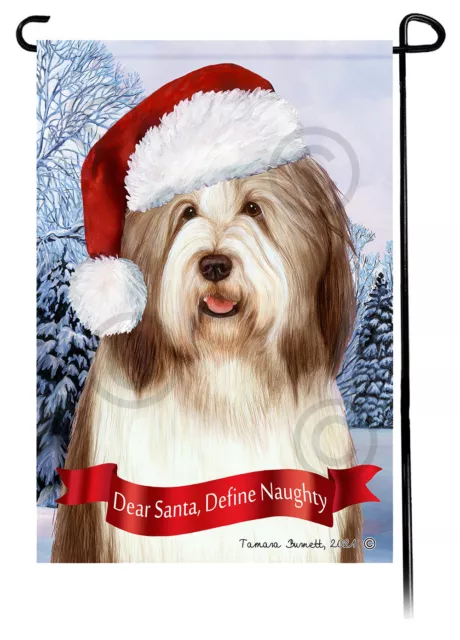 Dear Santa, Define Naughty Garden Flag - Dark Liver Bearded Collie 012C