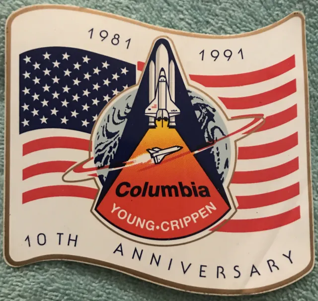Nasa Shuttle  Columbia. Young-Crippen 10Th Anniversary. Space  - Decal Sticker.