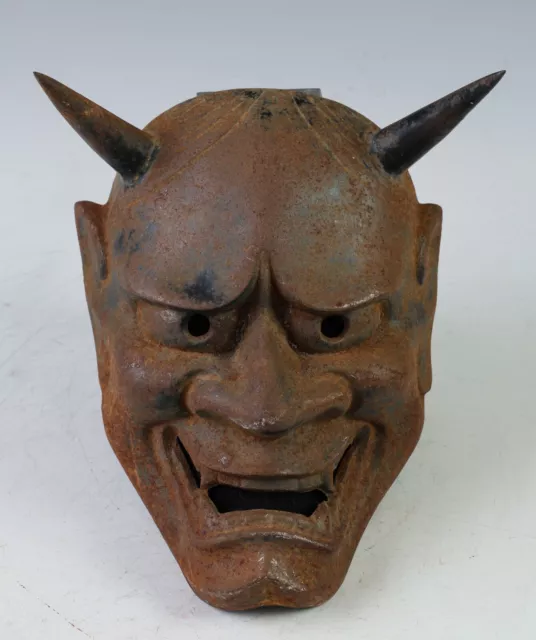 Japanese Old Vintage Iron Noh Mask Hannya 般若 -Jealousy Woman- severe rust by age