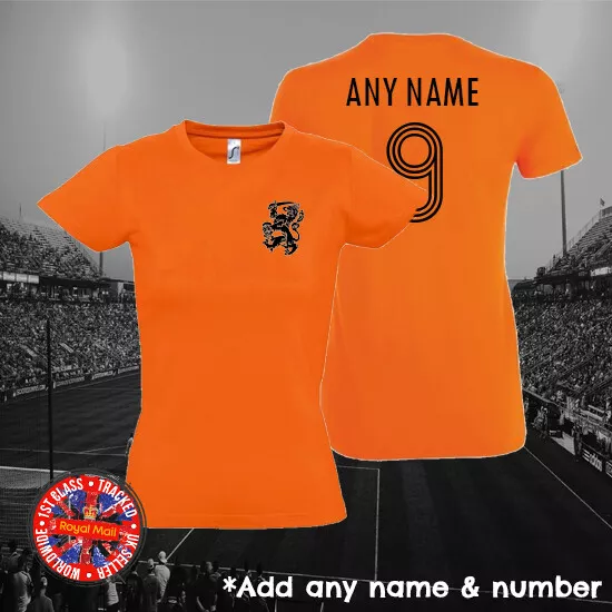 Holland Inspired Ladies Football Personalised T-shirt, Gift, World Cup, Dutch