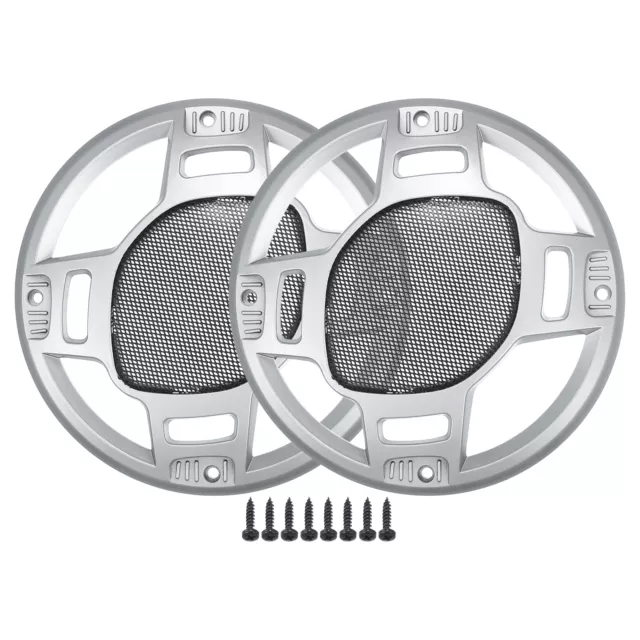 Cubierta para Parrillas de Altavoces de Coche de 6,5", Redonda Plata Negro, 2pzs