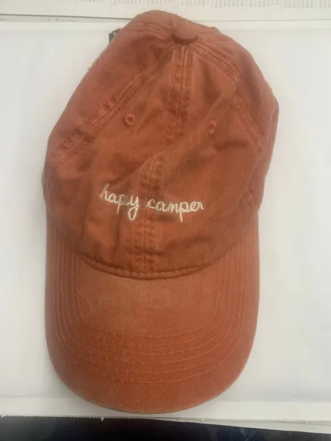Happy Camper Hat Adjustable Orange White Pre-Owned HT 70+49