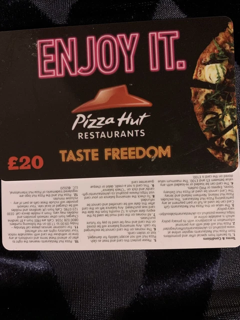 3 x £20 pizza hut gift cards Inc  Postage 2