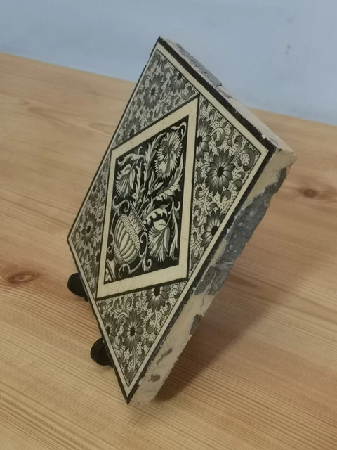 Antique 1880's Mintons Aesthetic Movement Tile Arts & Crafts Style Flower Design 3