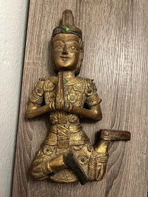 Thai Burmese Giltwood Gilt Wood Sculpture Statue Dancer Buddha Antique Hanging