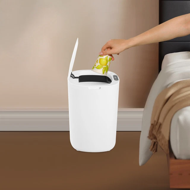Badezimmer Mülleimer 9,1 L Mit Druckdeckel – Schlankes Design In Weiß, Für Küche, Büro & Schlafzimmer