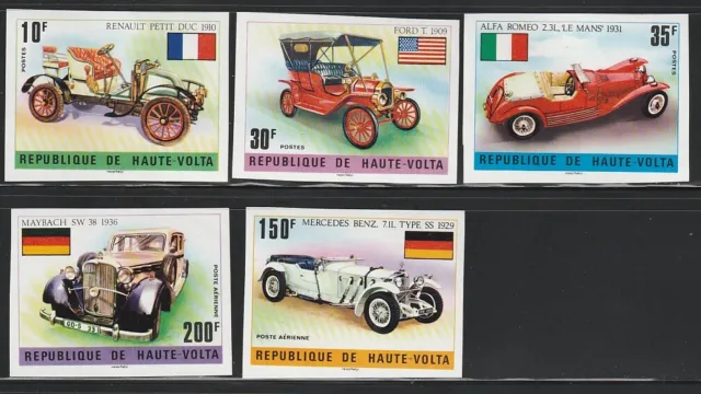 Burkina Faso   1975   Sc # 362-64,C206-07  Flag & Old Cars   Impf.   MNH