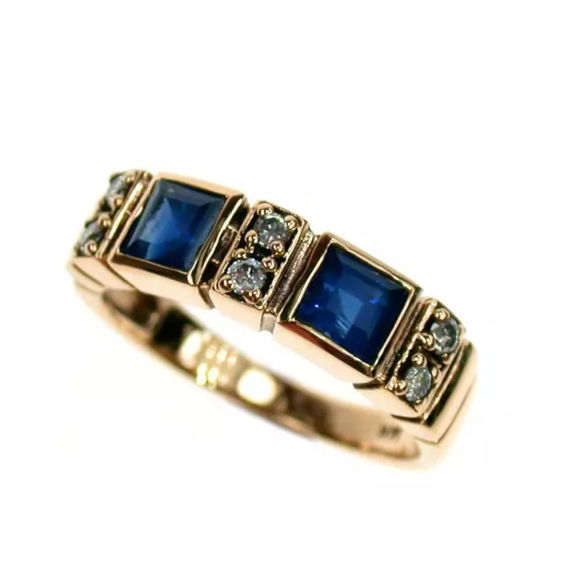 Sapphire & Diamond Vintage Ring, 9ct 9k Solid Gold, Victorian Womens R103 Custom