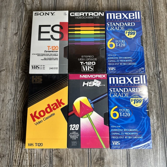 BLANK VHS TAPES Lot Of (6) 120 Minute Assorted Brands Sealed Kodak Sony