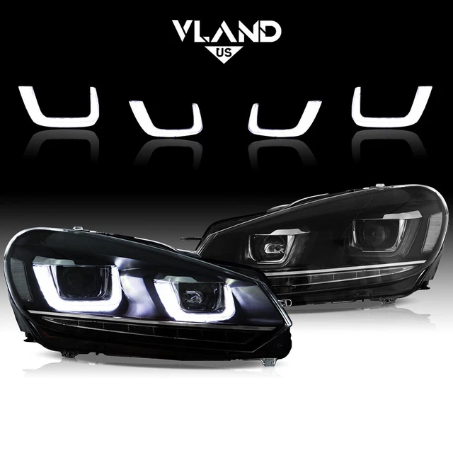 VLAND LED PROJECTOR Headlights For 20082013 VW Golf VI MK6 5K1 AJ5 W