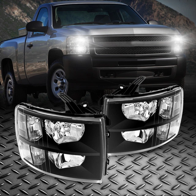 PAIR SET HEADLIGHT Assembly for 20072013 Chevrolet Silverado Black