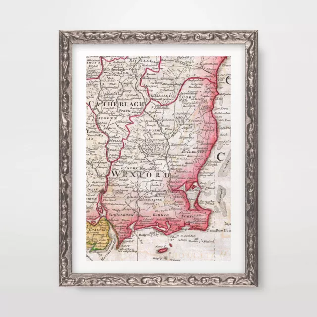 COUNTY WEXFORD IRELAND IRISH VINTAGE MAP ART PRINT Poster Decor Wall Picture