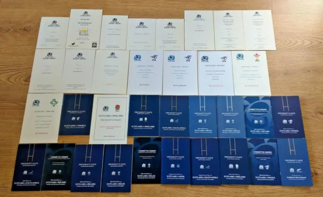 Scotland Rugby Union Dinner Menus / Guest Lists 1996 - 2014