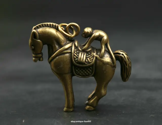 46MM Small Curio Chinese Bronze Zodiac Animal Horse Monkey Wealth Statue Pendant