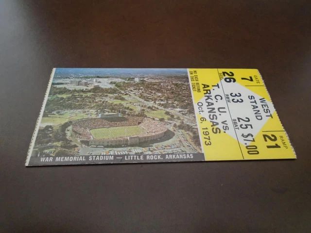 1973 Tcu At Arkansas College Football Ticket Stub Ex-Mint