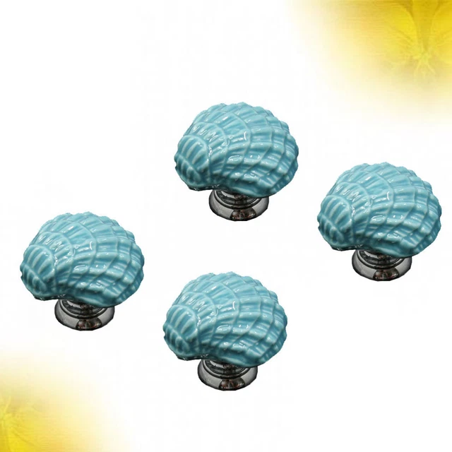 4 Pcs Ceramic Door Knob Shell Drawer Handles Dresser Drawer Pulls Cartoon 3