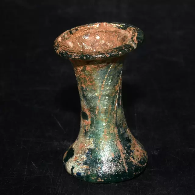 Genuine Ancient Roman Intact Glass Cosmetics Pot with Patina Ca. 1st Century AD
