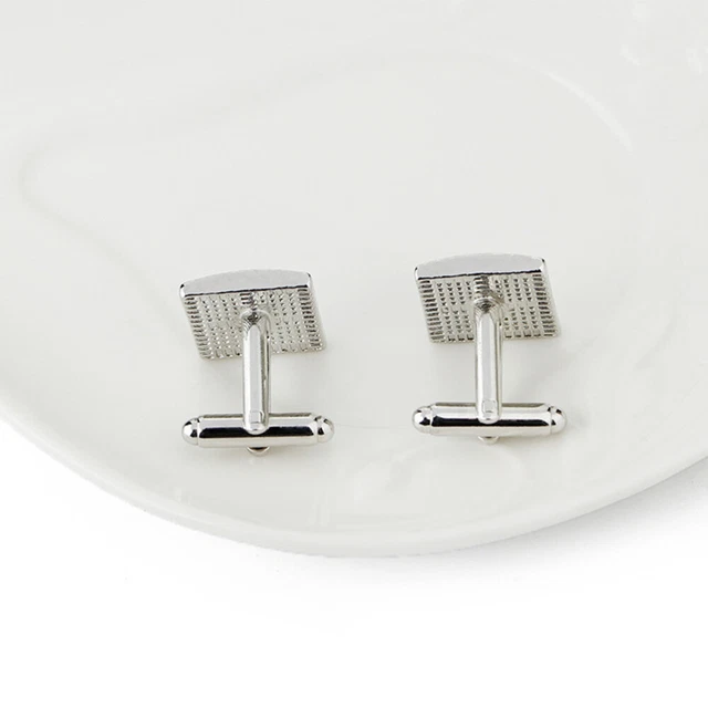 Shirt Cuff Buttons Business Cufflinks Man Silver Blue French