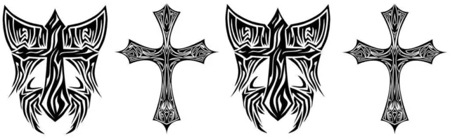 4 Tatuaggi Temporanei Tattoo Croci Cross Tribali Croce