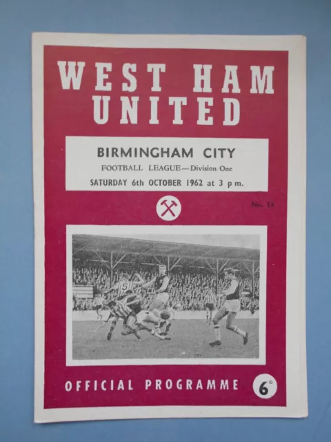 West Ham Birmingham City  1962/63 League Division One mint condition