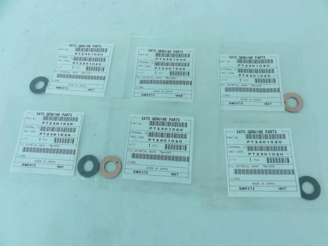 190321 New-No Box; Sato PT2301020 Lot-6 Dry Metal Washers; Oil-less; for M8400RV