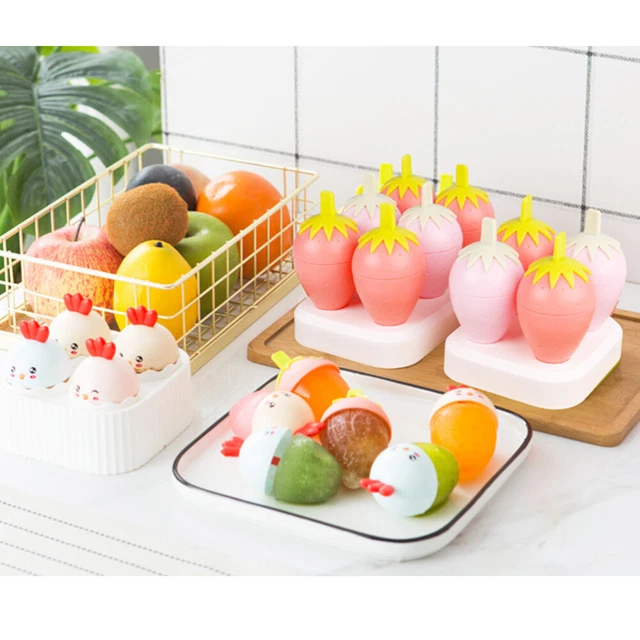 2 un. soporte de bandeja de hielo para niños paletas de silicona reutilizables