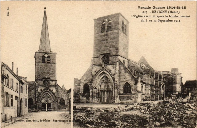 CPA AK Militaire - Revigny - L'Eglise avant et apres le bombardement (697431)
