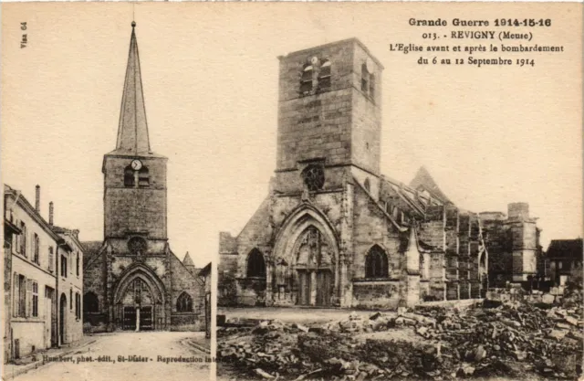 CPA AK Military - Revigny - The Church Before and After the Bombing (697431)