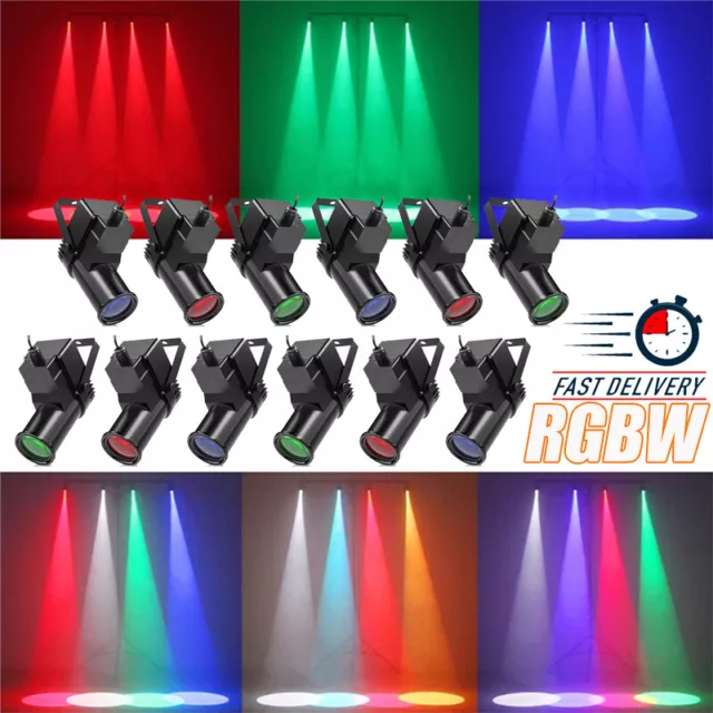 12PCS Pin Spot Beam Stage Lighting LED Spotlight DMX RGBW Bar Disco KTV Light