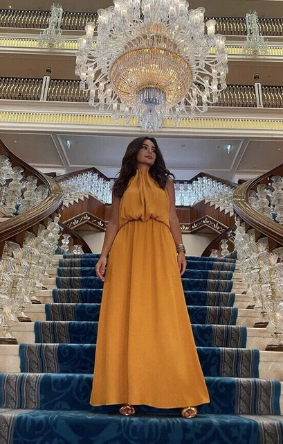 ZARA NEW WOMAN Long Limited Edition Halter Dress Yellow Xs-L Ref: 2538/770  $149.00 - PicClick