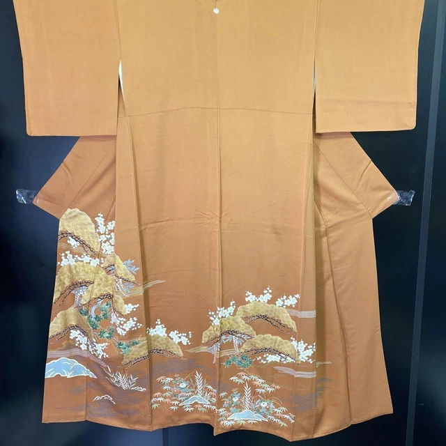 Tomesode Kimono Japan Japanese 12751O Kimono Colored Tomesode One Crest Grass Fo