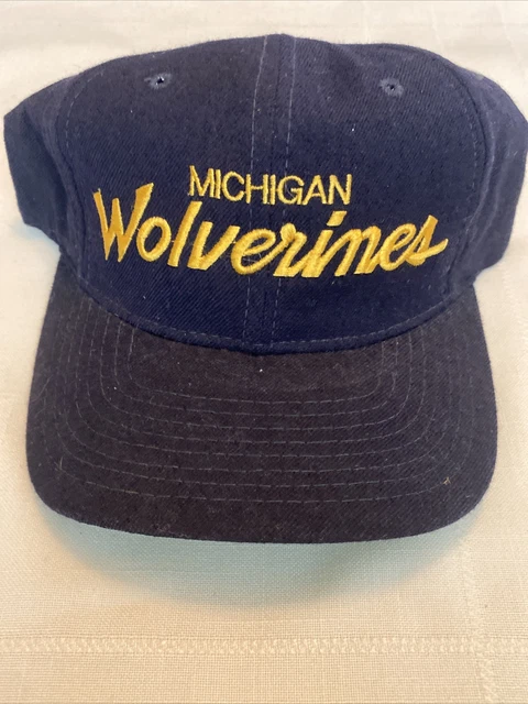 VINTAGE Sports Specialties Michigan Wolverines script Hat broken snap