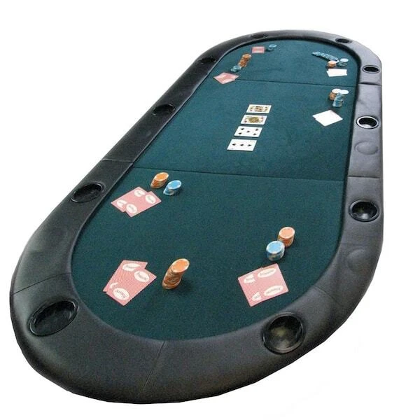 Trademark Poker Foldable Poker Table Top with Cupholders and Padded Edges Green
