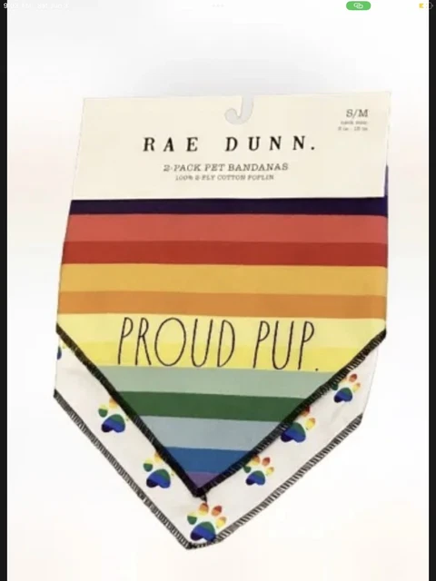 NEW Rae Dunn Pride Rainbow Dog Bandanas Pet Gift Set of 2 Proud Pup Small/Medium