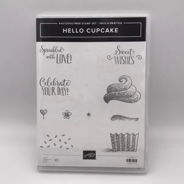 Juego de estampillas de cupcake Stampin Up Hello Cupcake Celebrate #149714 Nuevo RETIRADO