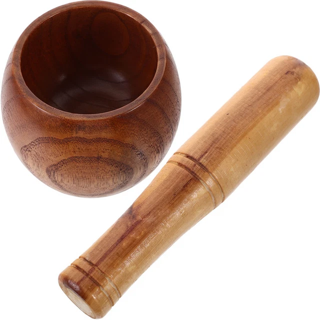 1 set di malta in legno con pestello pressa aglio portatile zenzero da cucina