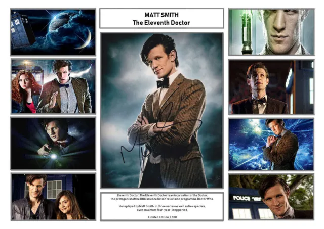 MATT SMITH THE ELEVENTH DOCTOR WHO A3 Signed Limited Edition Printed Poster 5056