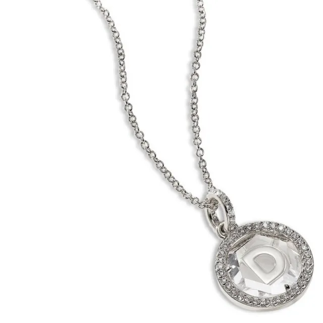 NEW Nadri Initial “D” Sparkle Pendant Necklace Rhodium Plated Pave CZ Silver $95